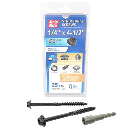 Grip-Rite Lag Screw, #10, 4-1/2 in, Torx Drive, 25 PK GRSSHW1441225